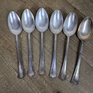Vintage R.C. Co. Silverplate Teaspoons — Fairfax Style Art Deco Flatware Set 6